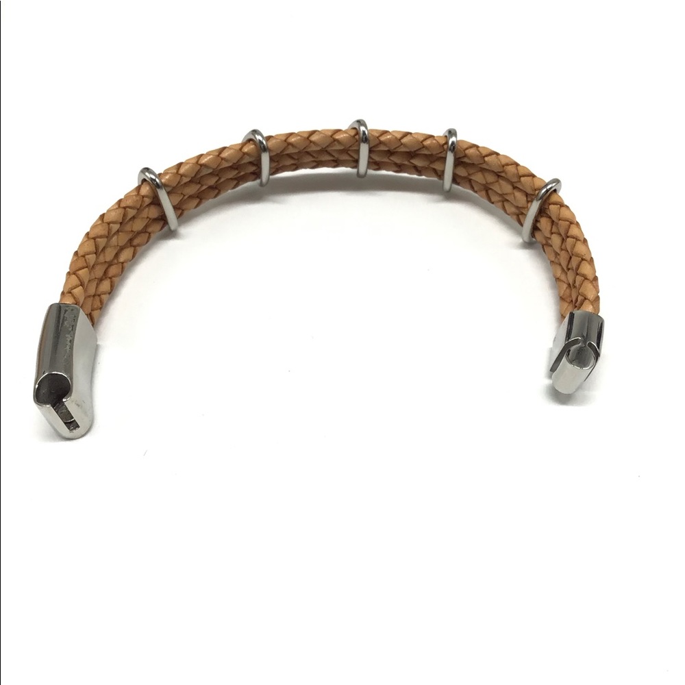 Men’s Leather & Steel Bracelet - Picture 5 of 7